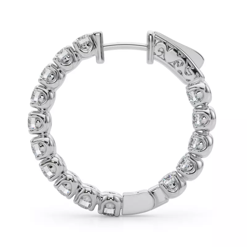 14K White Gold Classic Inside Out U-Prong Lab Diamond Hoop Earrings (3 3/4 ct. tw.)